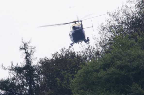 26 April 2020 - 11-05-37 
The chopper heading downstream, turned around over Dartmouth Castle and headed back north again.
----------------------
Devon & Cornwall police helicopter G-DCPB